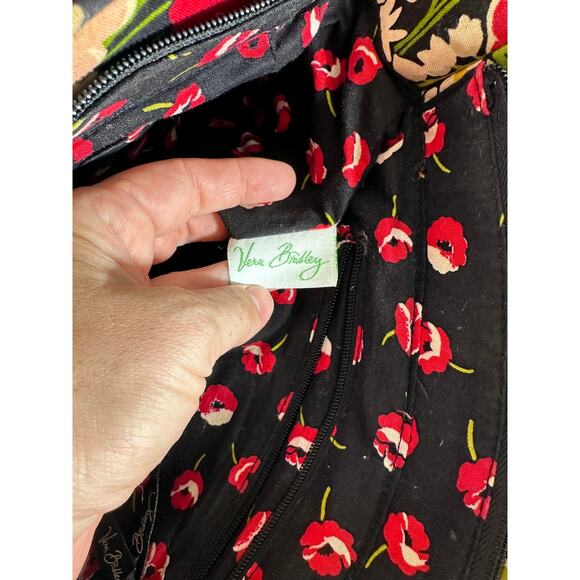 VERA BRADLEY Stephanie Poppy Fields Shoulder Bag Handbag Tote Zippered Pockets - Picture 8 of 8